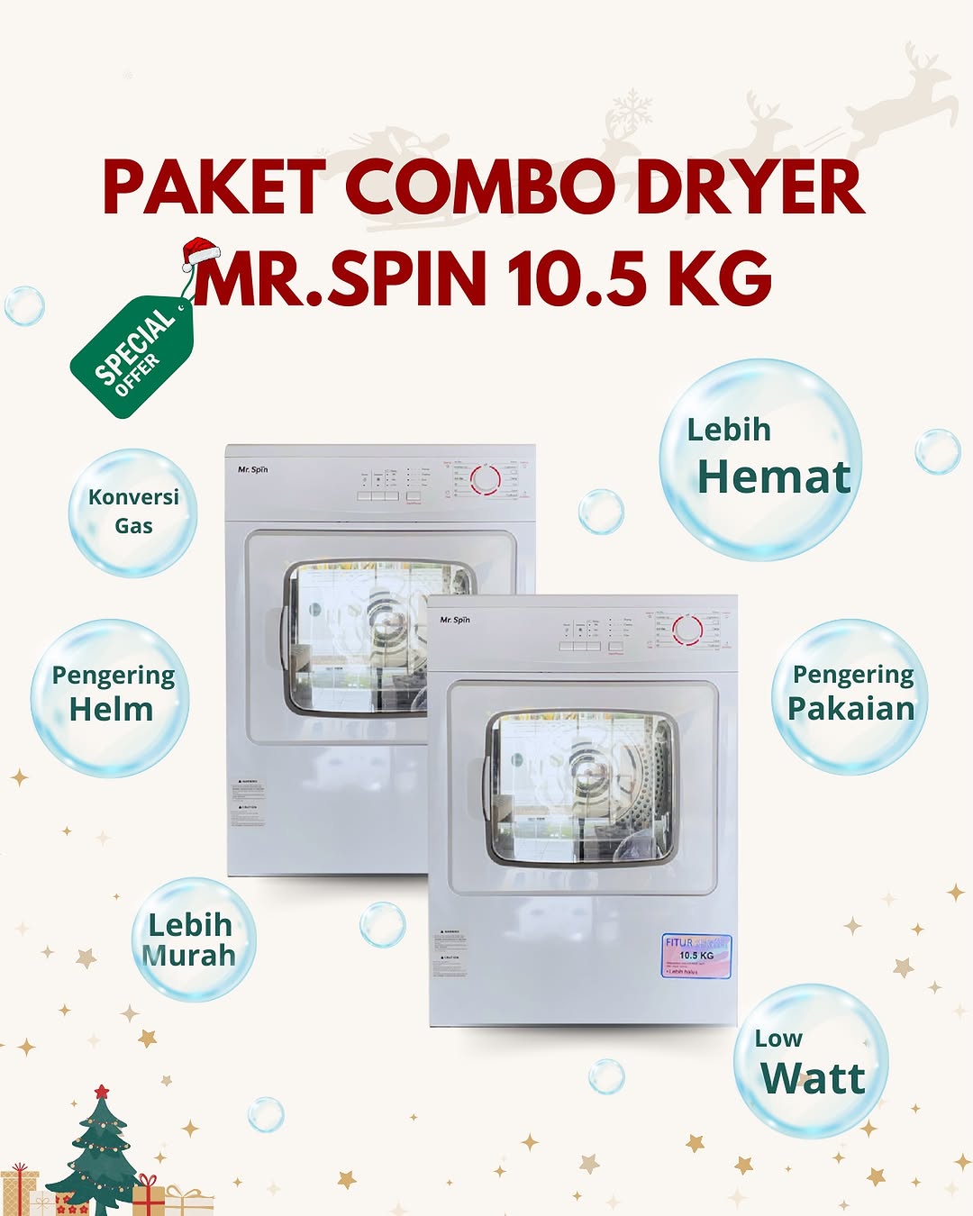 Paket COMBO Dryer Mr. Spin 10.5 kg - Mr. Spin Laundry