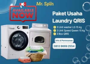 Paket Usaha Laundry QRIS - Mr. Spin Laundry